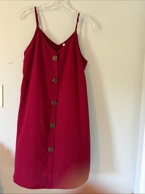 Red Button-Front Slip Dress - Women